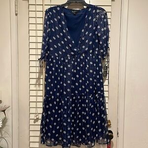 Mlle Gabrielle dress, Blue with White Polkadots, Size Small